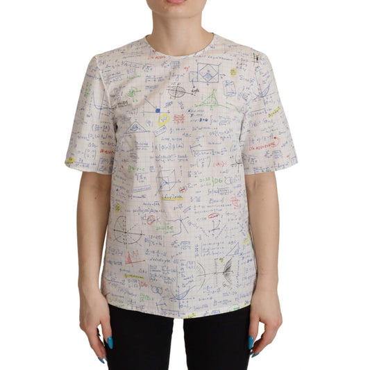 Dolce & Gabbana Algebra Print Round Neck Cotton Tee Dolce & Gabbana Gray