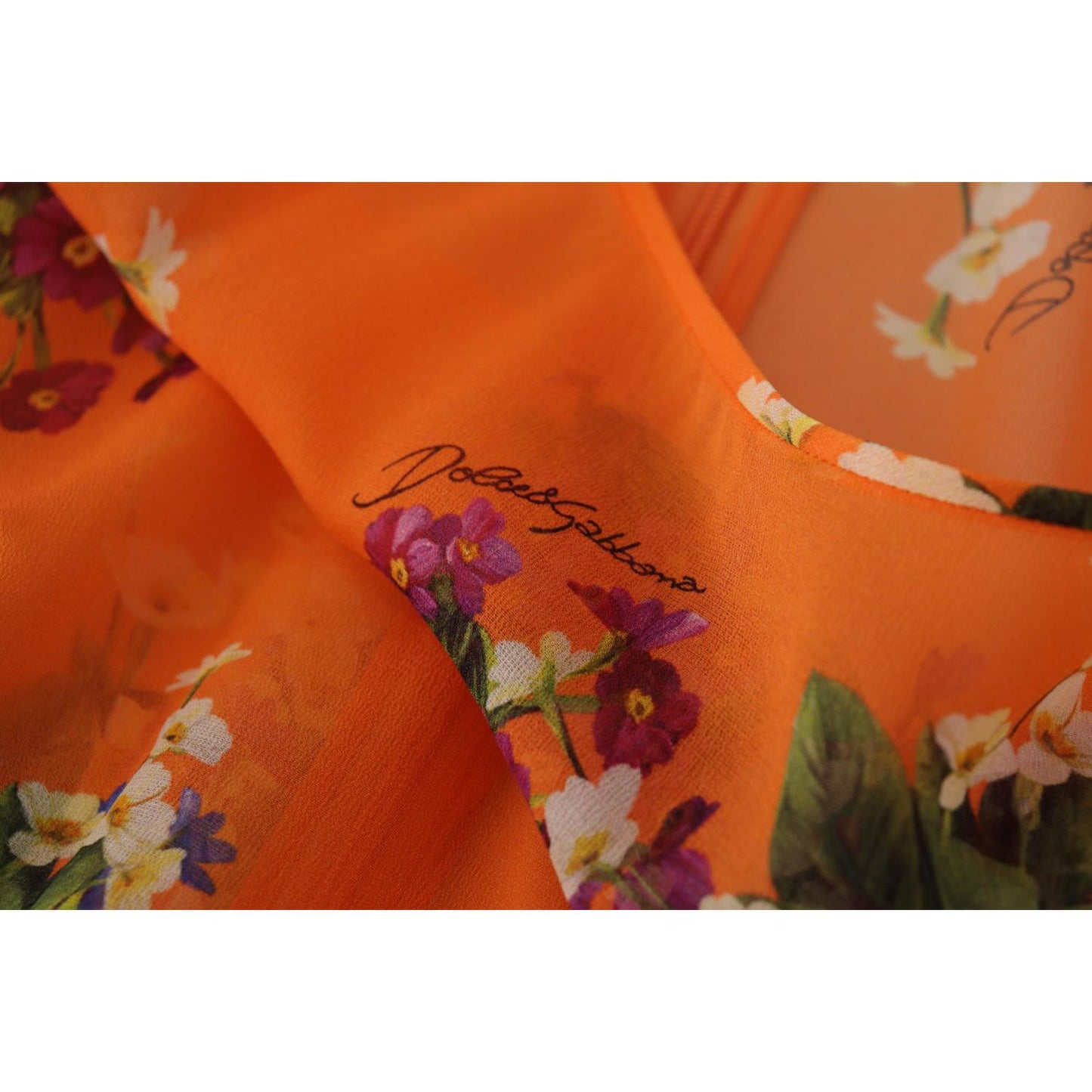 Dolce & Gabbana Orange Floral Print Long Sleeve Blouse TSH7838- 40