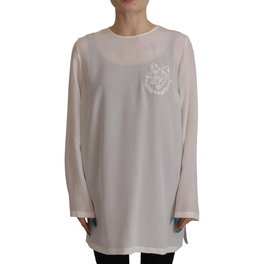 Dolce & Gabbana Elegant Silk Top with Logo Embroidery Dolce & Gabbana Dark Gray