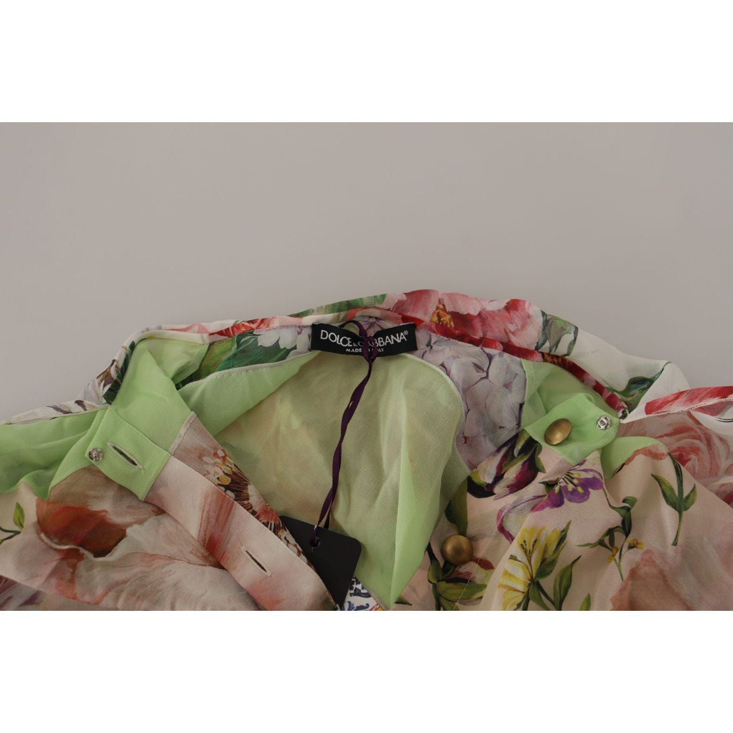 优雅花卉拼布真丝衬衫