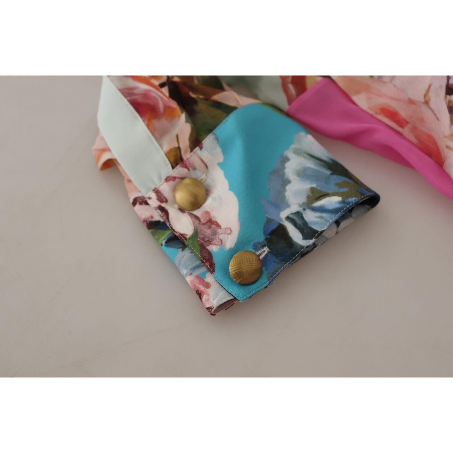 优雅花卉拼布真丝衬衫