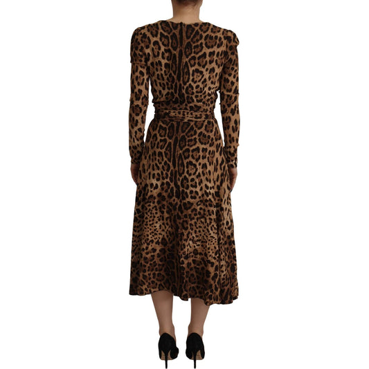 Dolce & Gabbana Elegant V-Neck A-Line Maxi Dress in Brown Dolce & Gabbana Black