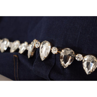Dolce & Gabbana Blue Denim Crystal Embellish Cotton Jacket