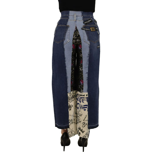 Dolce & Gabbana High-Waist Multicolor Wide-Cut Jeans Dolce & Gabbana Dark Slate Gray