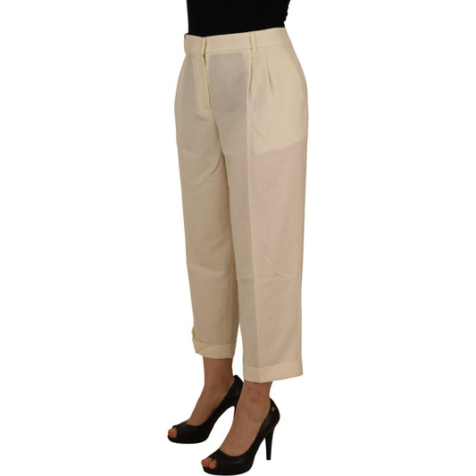Dolce & Gabbana Elegant Ivory High-Waist Wool Pants Dolce & Gabbana Rosy Brown