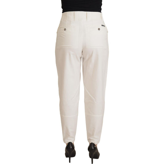 Dolce & Gabbana Elegant White High-Waist Tapered Trousers Dolce & Gabbana Light Gray