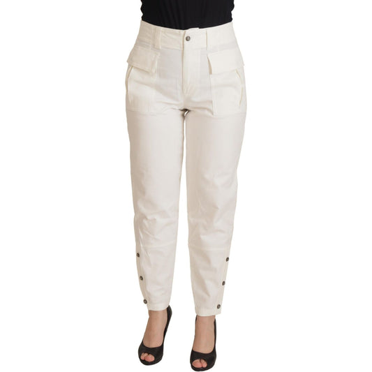 Dolce & Gabbana Elegant White High-Waist Tapered Trousers Dolce & Gabbana Light Gray