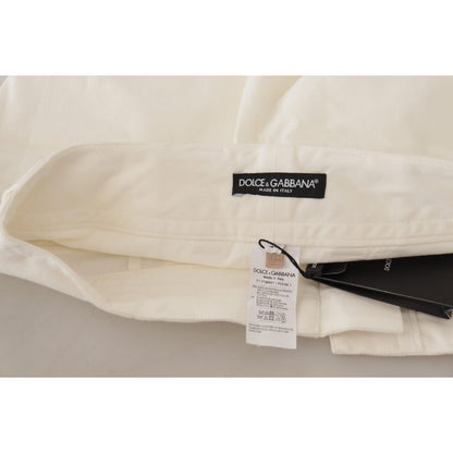 Dolce & Gabbana White High Waist Tapered Women Cotton Pants