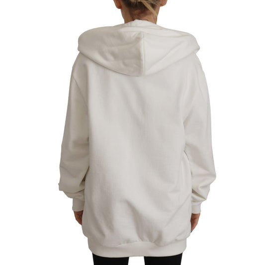 Dolce & Gabbana Chic White Hooded Pullover Sweater Dolce & Gabbana Gray