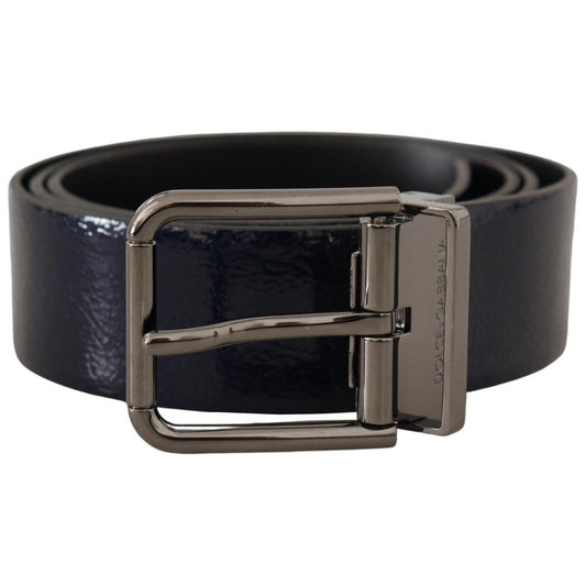 Dolce & Gabbana Elegant Blue Leather Belt with Silver Buckle Dolce & Gabbana Dark Slate Gray