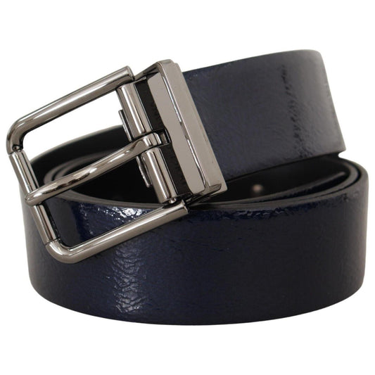 Dolce & Gabbana Elegant Blue Leather Belt with Silver Buckle Dolce & Gabbana Dark Slate Gray