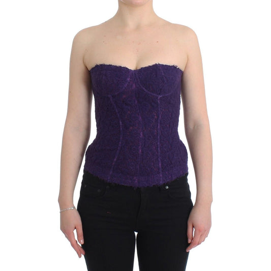 Ermanno Scervino Purple Lace Silk Blend Bustier Corset Ermanno Scervino Dark Slate Gray