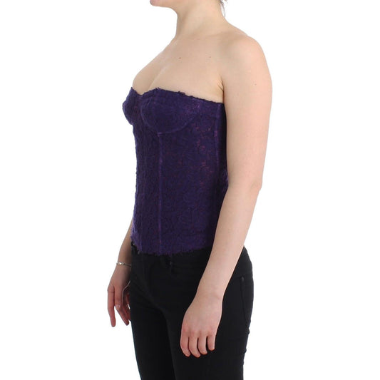 Ermanno Scervino Purple Lace Silk Blend Bustier Corset Ermanno Scervino Dark Slate Gray