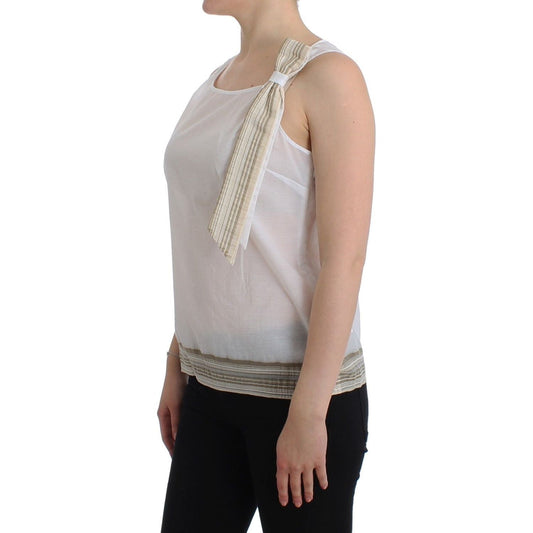Ermanno Scervino Elegant White Bow-Detailed Sleeveless Top Ermanno Scervino Rosy Brown