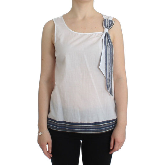 Ermanno Scervino Elegant Cotton-Blend Bow Top Ermanno Scervino Gray