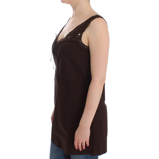 Ermanno Scervino Chic Brown Tunic Cotton Dress Top Dresses Ermanno Scervino Black