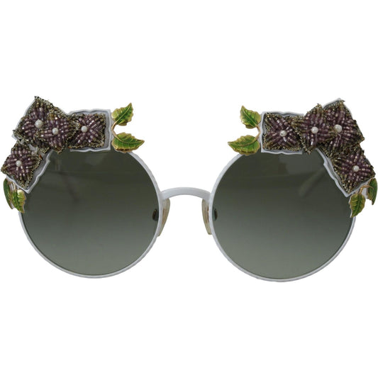 Dolce & Gabbana Elegant Floral Embellished Gold Sunglasses Dolce & Gabbana Dark Slate Gray