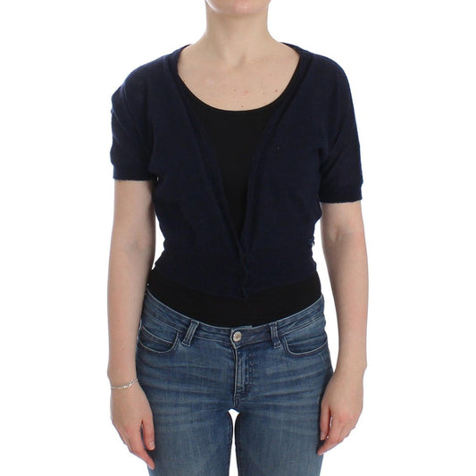 Ermanno Scervino Elegant Cropped Blue Alpaca Blend Sweater Ermanno Scervino Rosy Brown