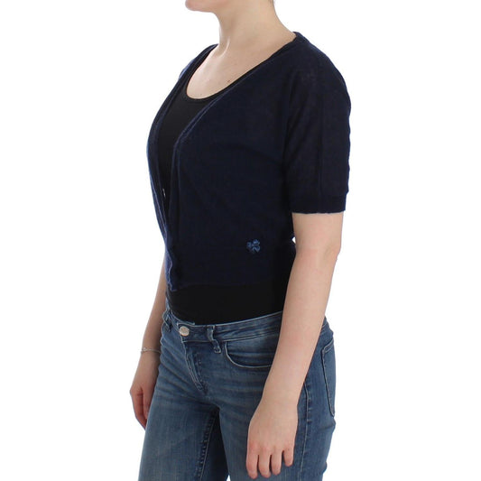 Ermanno Scervino Elegant Cropped Blue Alpaca Blend Sweater Ermanno Scervino Tan