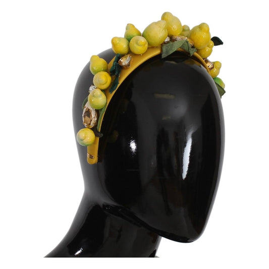 Dolce & Gabbana Exquisite Silk Crystal Lemon Headband Diadem Dolce & Gabbana Black