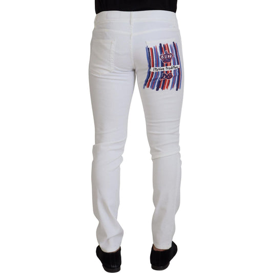 Dolce & Gabbana White Slim Skinny Stretch Cotton Denim Jeans PAN73308- 44