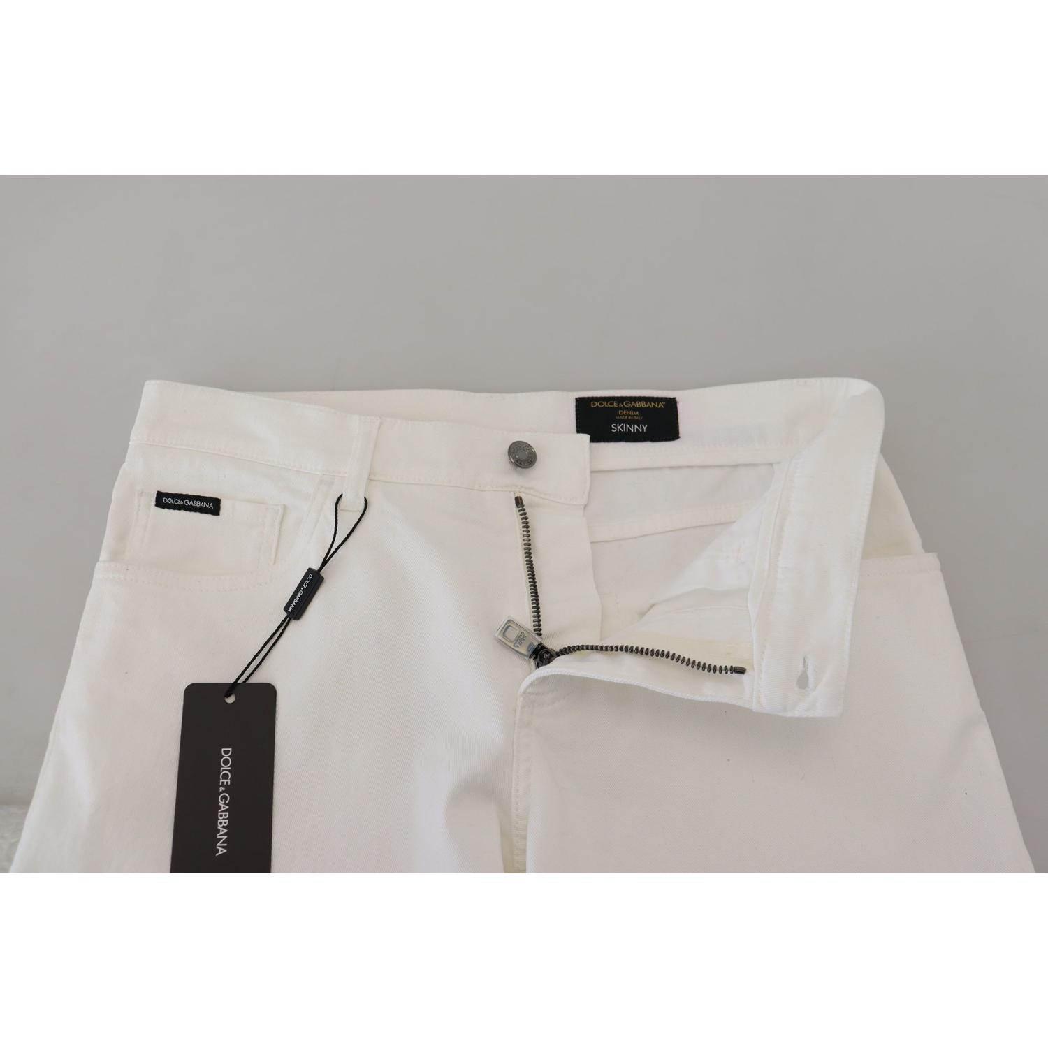 Dolce & Gabbana White Slim Skinny Stretch Cotton Denim Jeans