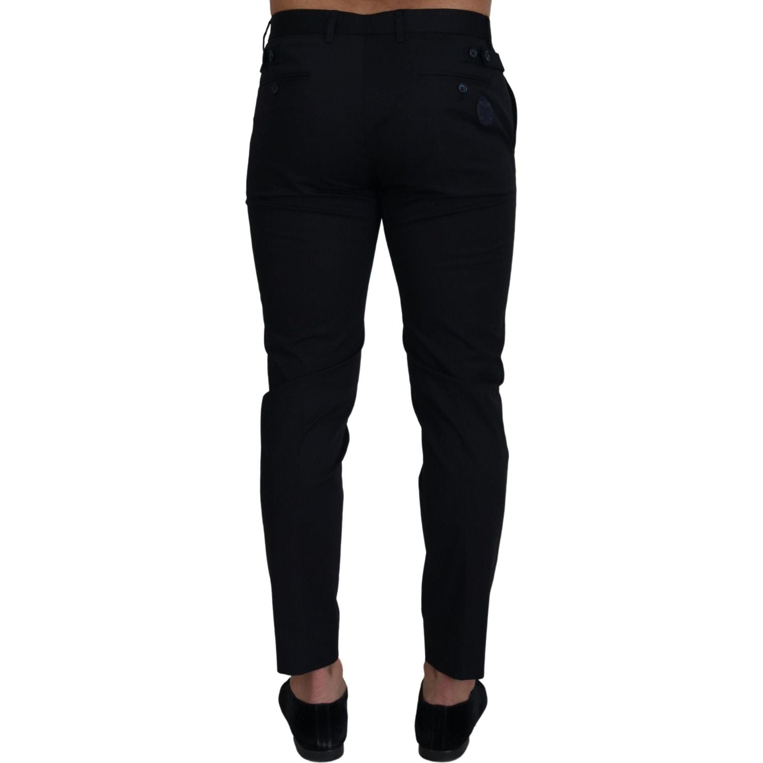 优雅修身斜纹棉布裤