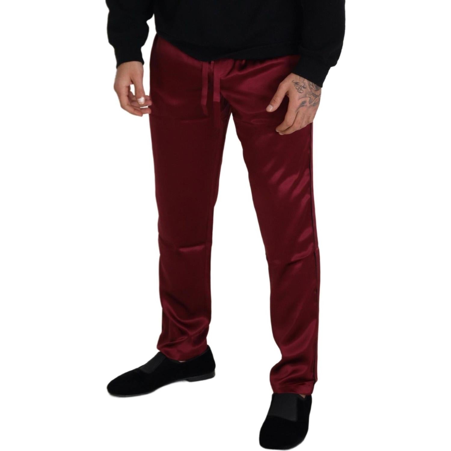 Dolce & Gabbana Bordeaux Silk DG Sleep Lounge Pants