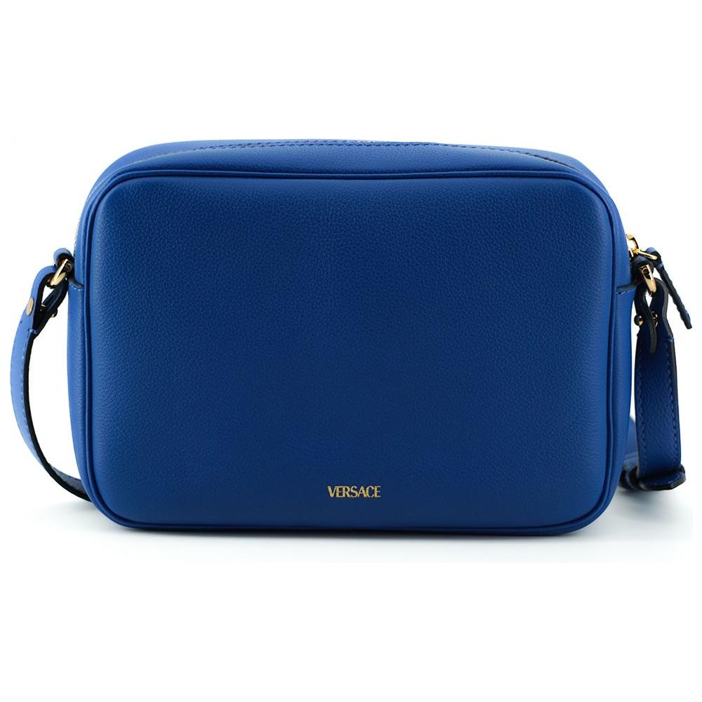 Versace Blue Calf Leather Camera Shoulder Bag Versace