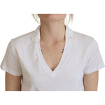 Dolce & Gabbana White Short Sleeve V-neck Cotton Top Blouse T-shirt TSH83004- 42