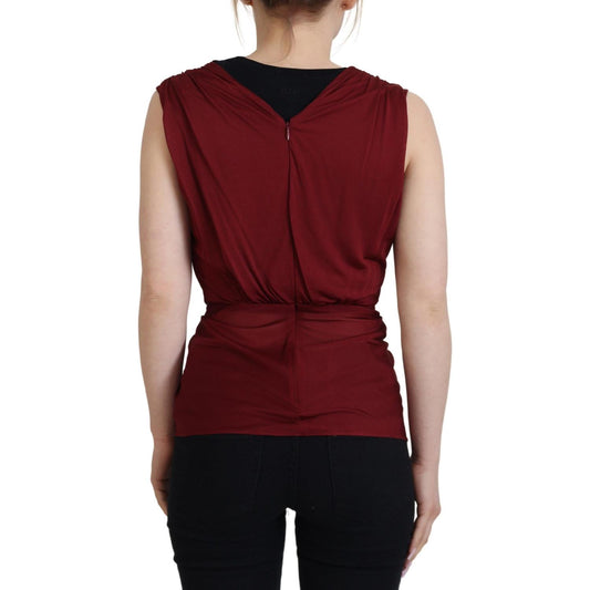 Dolce & Gabbana Bordeaux Silk Blend Top Blouse Dolce & Gabbana Black
