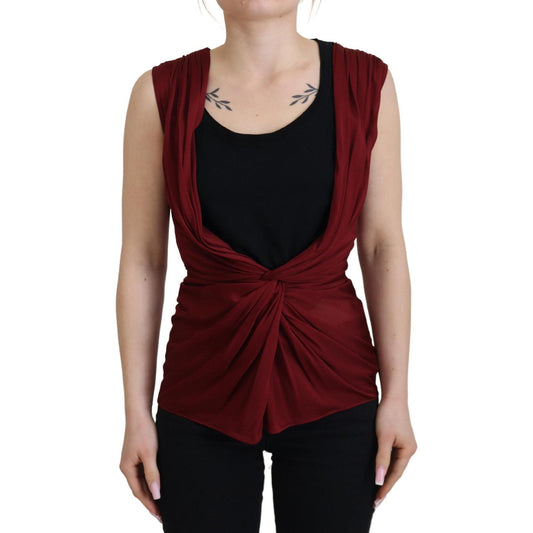 Dolce & Gabbana Bordeaux Silk Blend Top Blouse Dolce & Gabbana Black