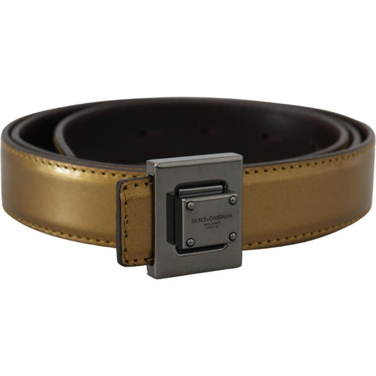 Dolce & Gabbana Gold Square Buckle Leather Belt Dolce & Gabbana Dark Slate Gray