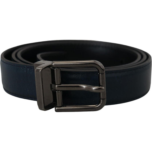 Dolce & Gabbana Elegant Dark Blue Leather Belt Dolce & Gabbana Black