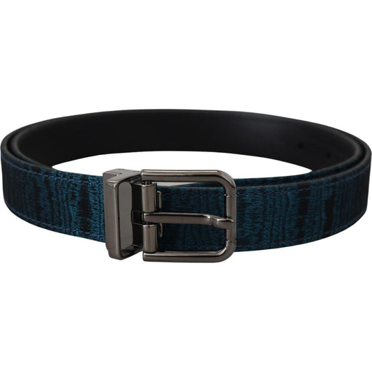 Dolce & Gabbana Elegant Blue Jacquard Designer Belt Dolce & Gabbana Black