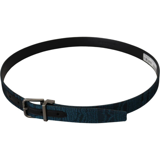 Dolce & Gabbana Elegant Blue Jacquard Designer Belt Dolce & Gabbana Black