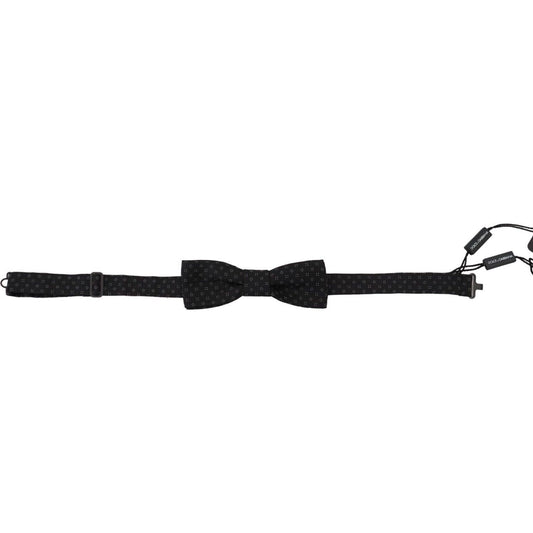 Dolce & Gabbana Exclusive Silk Patterned Black Bow Tie Dolce & Gabbana Black