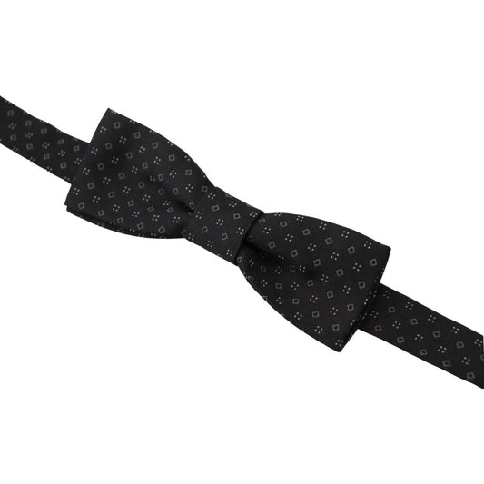 Dolce & Gabbana Exclusive Silk Patterned Black Bow Tie Dolce & Gabbana Black