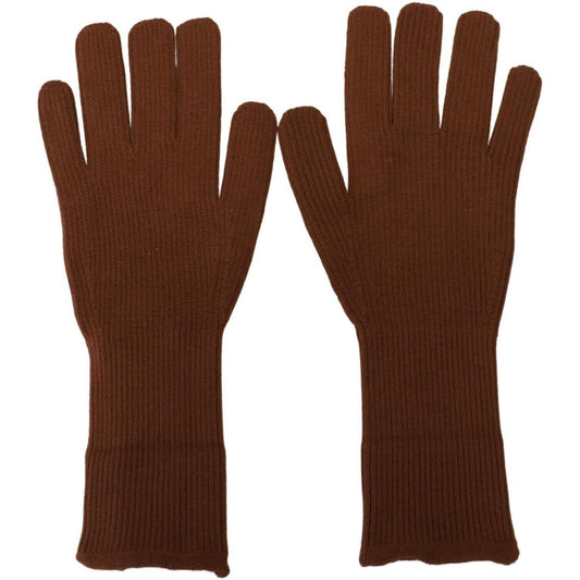 Dolce & Gabbana Elegant Brown Cashmere Winter Gloves Dolce & Gabbana Saddle Brown