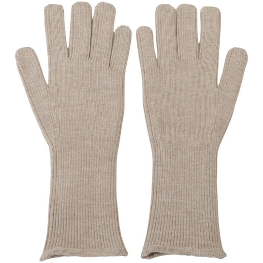 Dolce & Gabbana Elegant Ivory Cashmere-Silk Blend Gloves Dolce & Gabbana Dark Gray