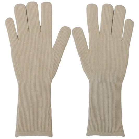 Dolce & Gabbana Elegant White Cashmere Gloves Dolce & Gabbana Dark Gray
