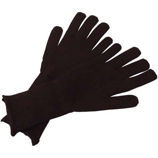 Dolce & Gabbana Elegant Silk Cashmere Brown Gloves Dolce & Gabbana Black