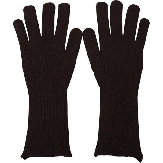 Dolce & Gabbana Elegant Silk Cashmere Brown Gloves Dolce & Gabbana Black