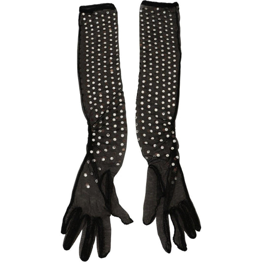 Dolce & Gabbana Elegant Elbow Length Black Gloves Dolce & Gabbana Black