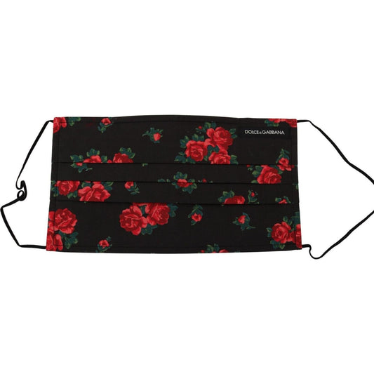 Dolce & Gabbana Elegant Floral Cotton Pleated Face Mask Dolce & Gabbana Black