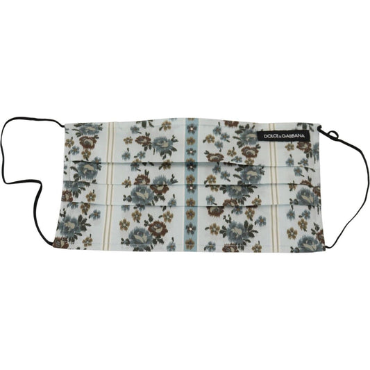 Dolce & Gabbana Chic White Floral Pleated Cotton Face Mask Dolce & Gabbana Gray