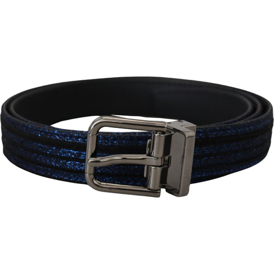 Dolce & Gabbana Elegant Blue Jacquard Leather Belt Dolce & Gabbana Black