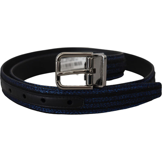 Dolce & Gabbana Elegant Blue Jacquard Leather Belt Dolce & Gabbana Black