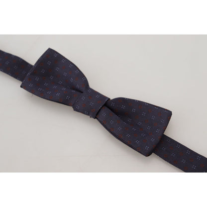 Dolce & Gabbana Blue Pattern Silk Adjustable Neck Papillon Bow Tie
