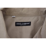 Dolce & Gabbana Beige Cotton Button-Down Casual Shirt Dolce & Gabbana Dim Gray